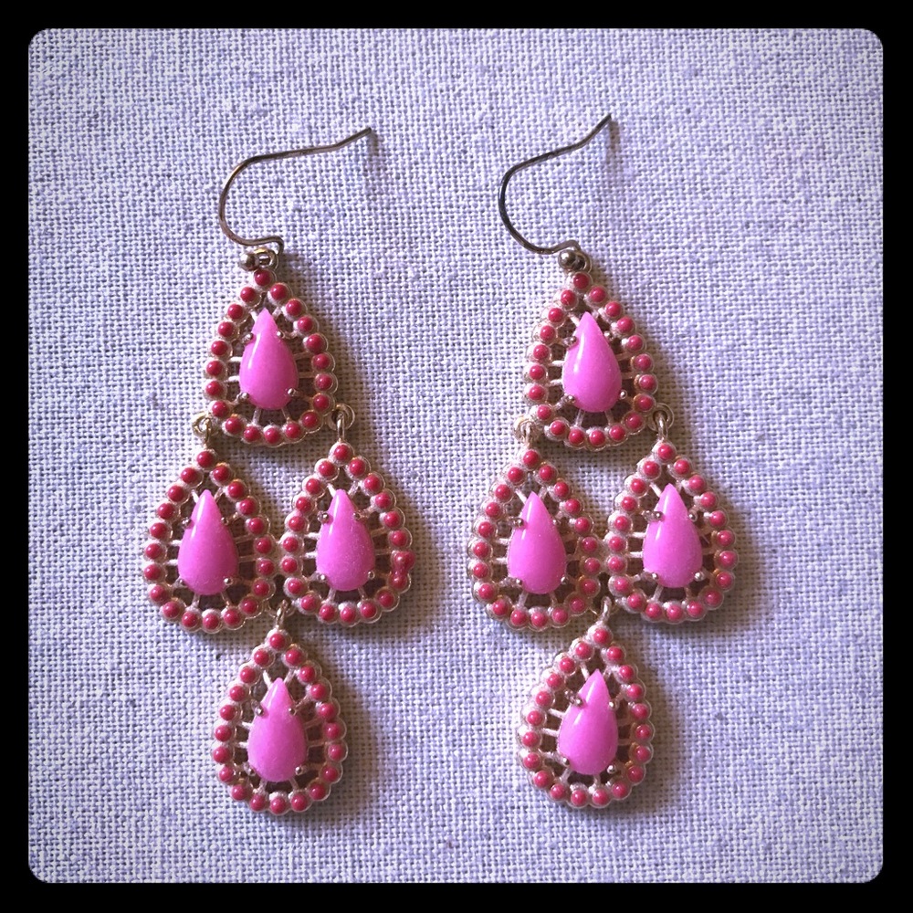 Stella & Dot Pink Chandelier Earrings